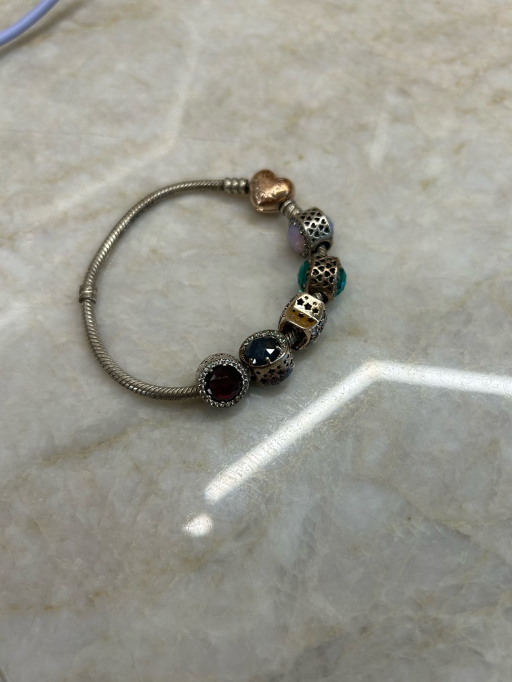 Pandora bracelet and gem charms - Picture 5 of 6